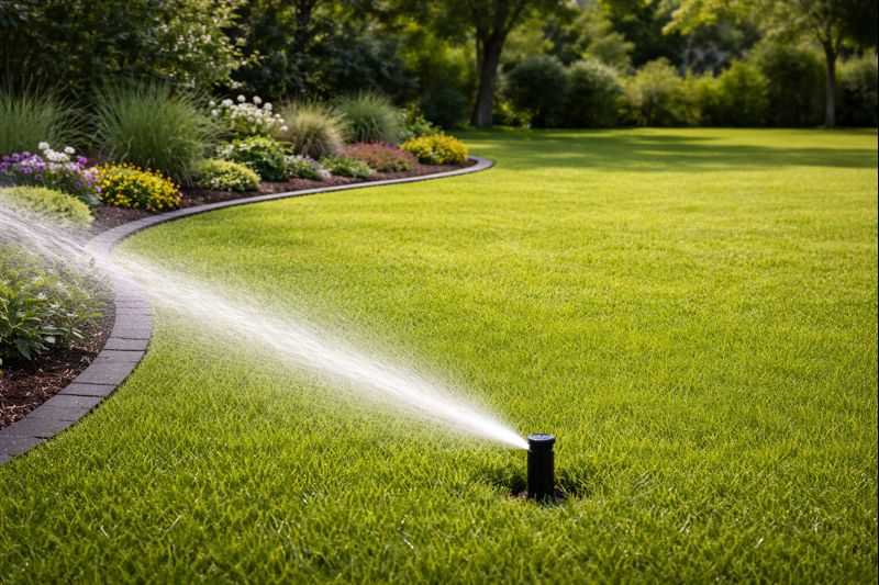 Clean irrigation install with finished turf and tidy landscape edges