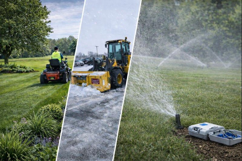 Year-round outdoor services in Sioux Falls SD including lawn care, irrigation, landscaping, and snow removal