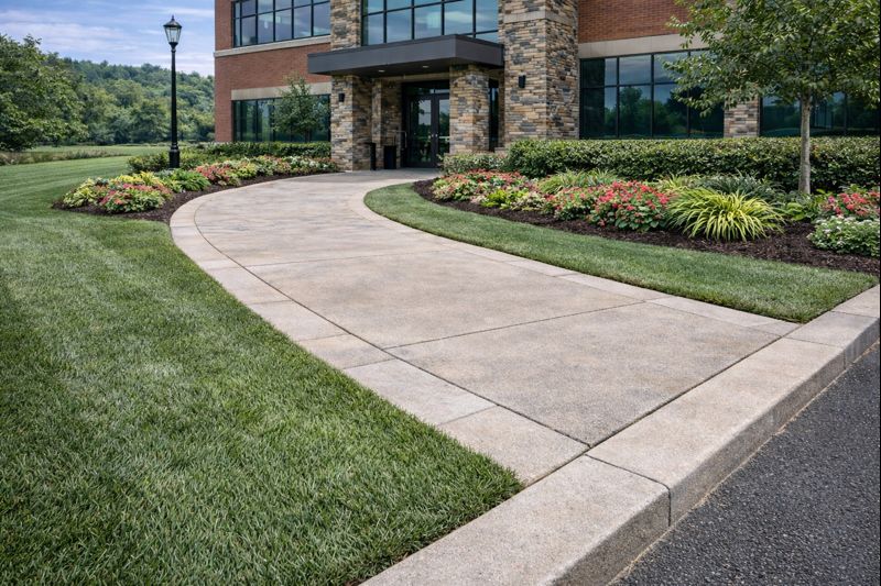 Clean edging and trimming around commercial sidewalks and entrances