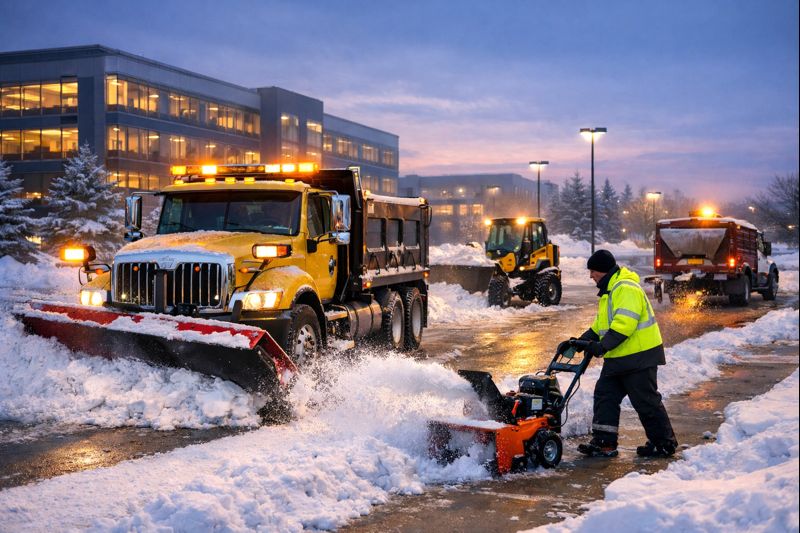 Commercial snow removal in Sioux Falls, SD with professional plowing and site access maintained
