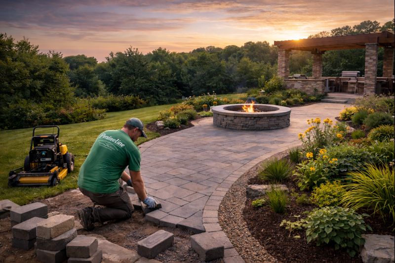 Landscaping and hardscaping work by PrairieLine Outdoor Living