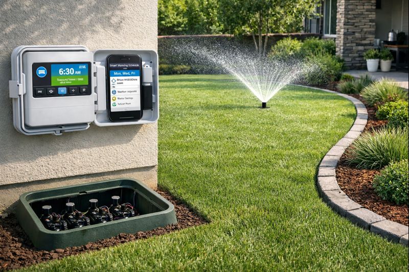 Irrigation controller and smart scheduling setup for efficient watering