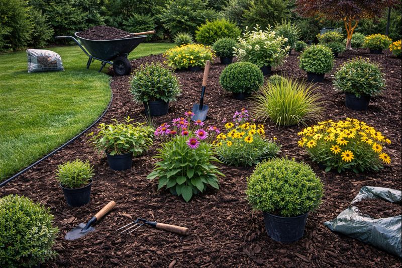 Shrub and perennial planting installation in Sioux Falls SD